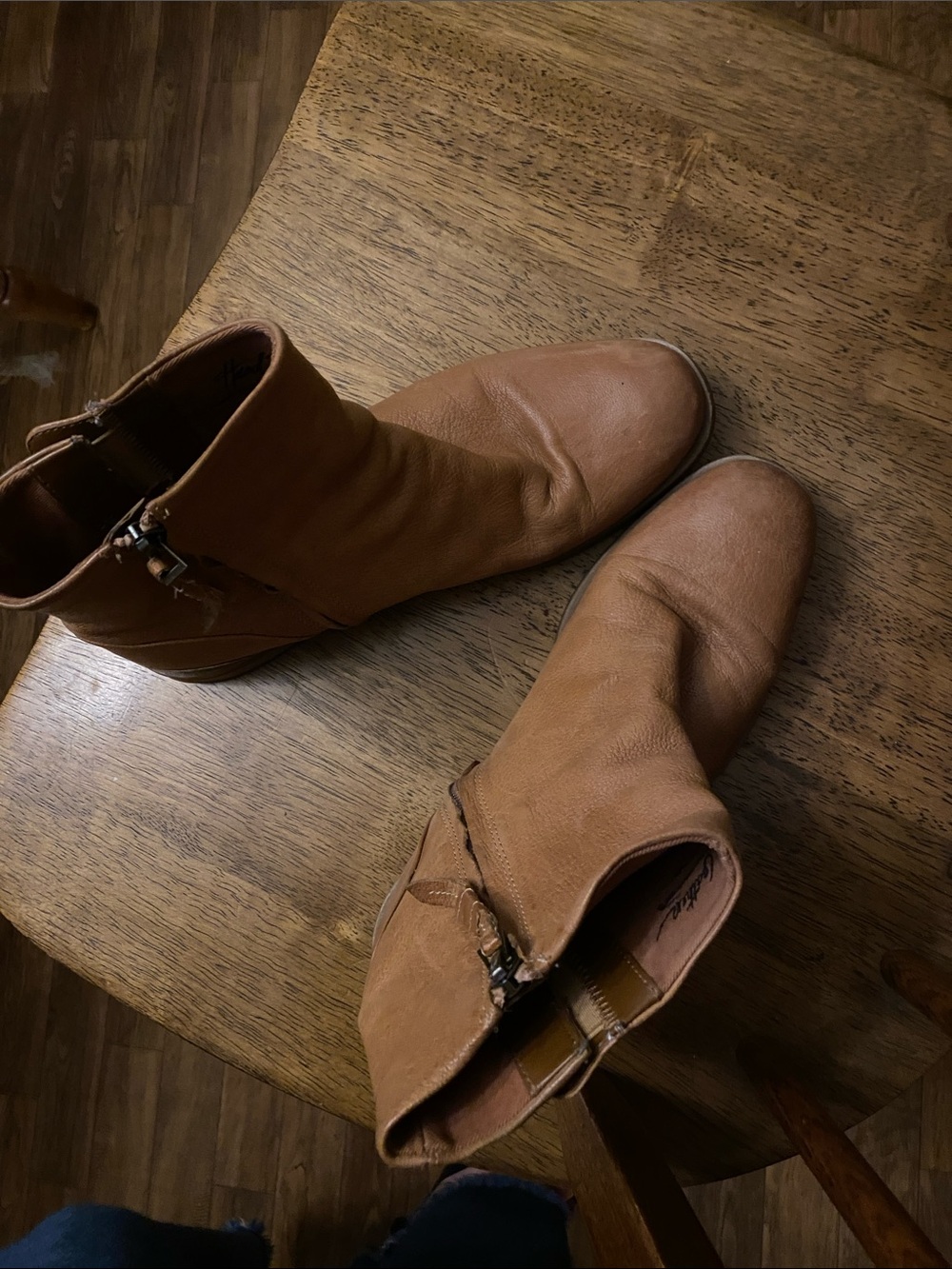 Franco Sarto Cognac Brown Leather Ankle Booties with Side Buckle